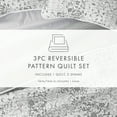 thumbnail image 7 of Noble Linens Light Grey 3 Piece Scrolled Patchwork Reversible Microfiber Quilt Set, Queen / Full, 7 of 7