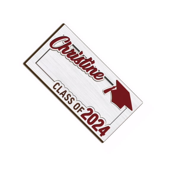 Matsuzay Cartera de madera con sobre para dinero de graduación 2024, caja fuerte de graduación 2024 y soporte duradero para efectivo Decoración del hogar rojo