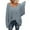 Blue, variant on Womens V Neck Sweaters Long Sleeve Breathable Loose Fit Casual Trendy Solid Color Tops Loungewear Black XS