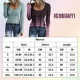 thumbnail image 4 of ICHUANYI Women's Tops Trendy Long Sleeve Henley T Shirts Colorblock Crew Neck Ribbed Knit Basic Shirts Button Slim Fit Tees, 4 of 4