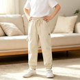 thumbnail image 2 of XAOFW Slim Fit Boys Cargo Pant With Elastic Drawstring Waist Solid Color Straight Leg Trousers Kids Back To School Jogger Pants Soft Bottom 13-14 Years, 2 of 7