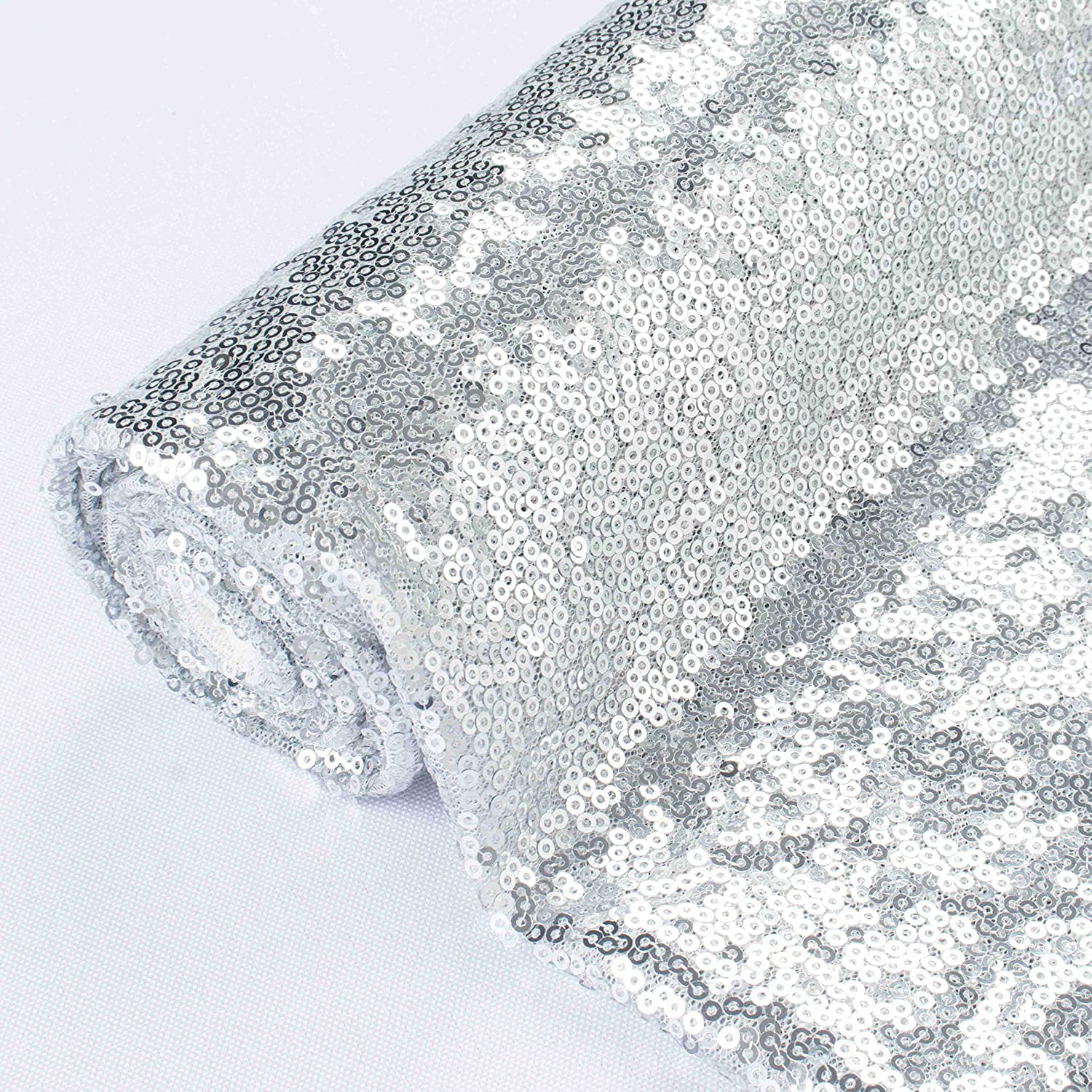 Off White Chiffon Silver Sequins Fabric by the Yard bridal Wedding