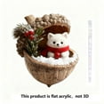 thumbnail image 4 of Forest Animal Acorn 2D Ornaments Personalized Forest Christmas Ornaments Pine Cone Animal with Red Scarf and Holly berry, Woodland Snow Creature Hanging Acrylic Flat Decor, Animal Lovers (White Cat), 4 of 6