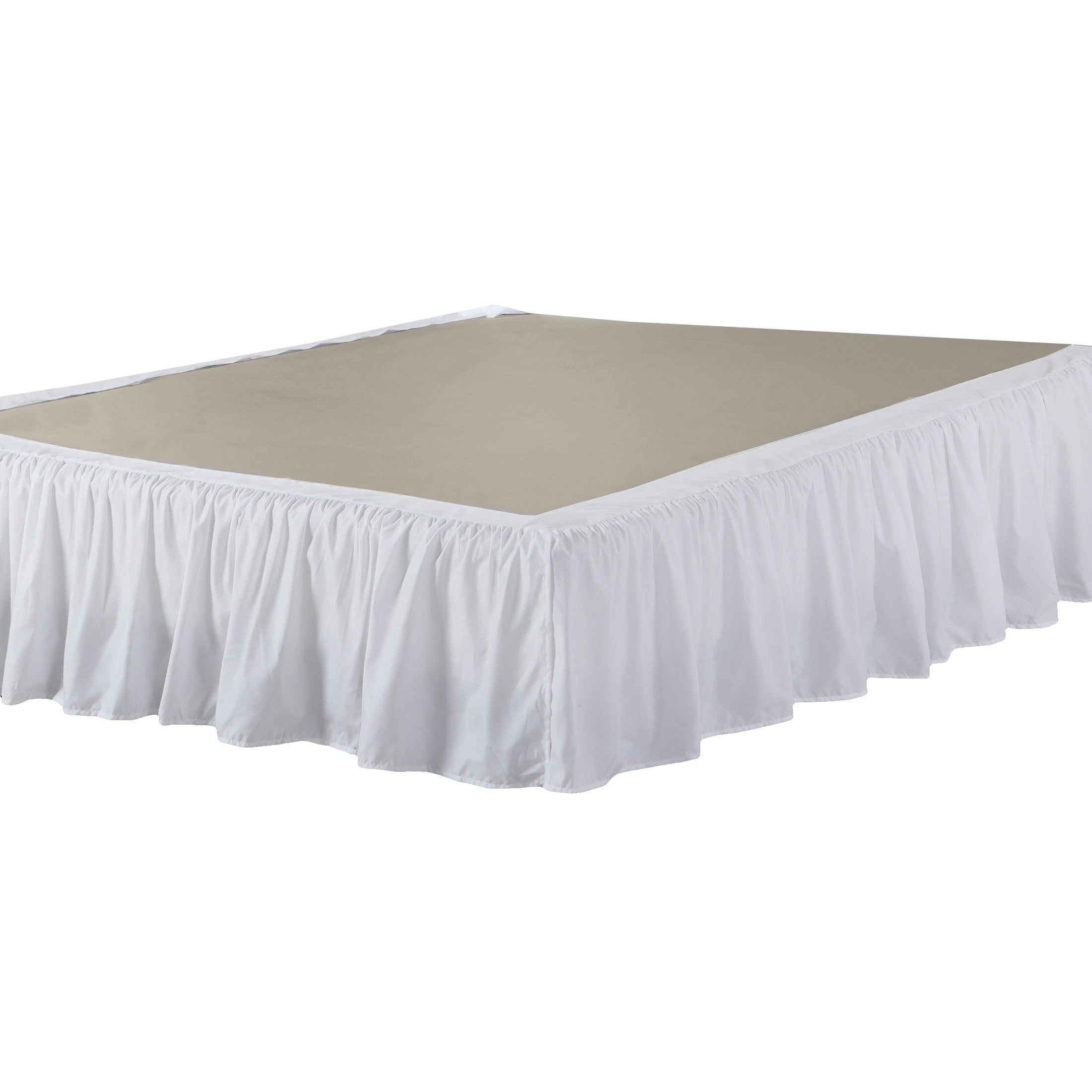 WonderSkirt Wraparound Ruffled 15" Microfiber Bedskirt, White, Queen