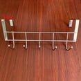 thumbnail image 3 of Acero inoxidable 5 ganchos sobre puerta percha ropa soporte estante organizador, 3 of 11
