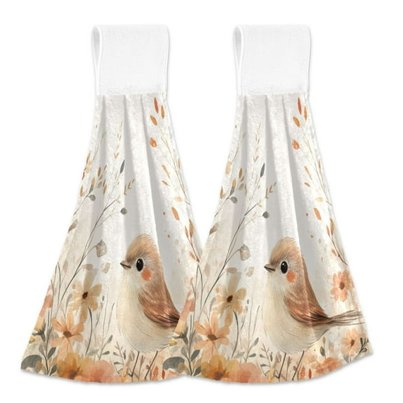 2 Bathroom Towels Kitchen Towels 18.2x14In Velcro Hand Wipes Dish Cloths & Dish Towels Washroom Towels Face Towel Hand Wipes Pretty Orange Bird