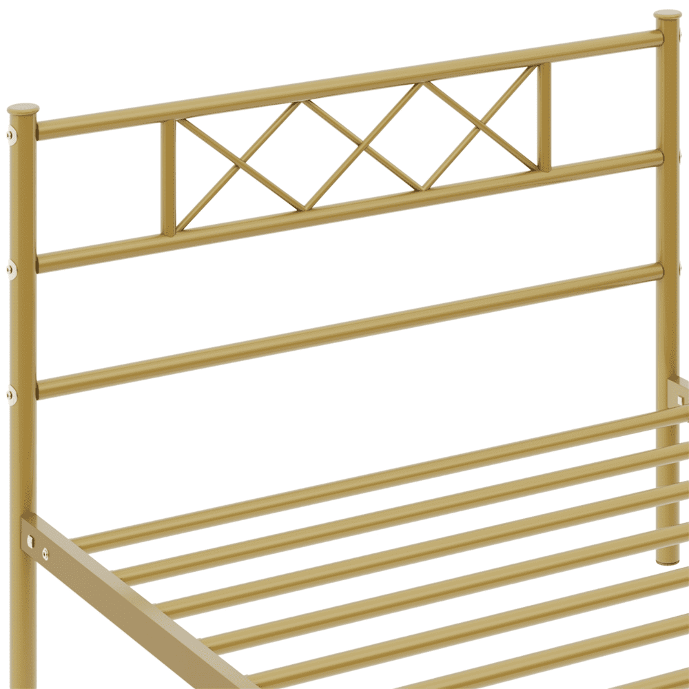 Renwick Journee x-Design Metal Platform Twin XL Bed, Antique Gold