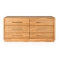 thumbnail image 2 of Noe Malia 68 Inch Dresser, 6 Drawers, Nickel Handles, Natural Solid Wood, 2 of 6