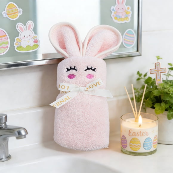 Set de toallas bordadas Happy Bunny - Detalles de boda súper suaves, paños de cocina y decoración de mesa para despedidas de soltera y regalos de aniversario