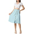 thumbnail image 2 of Allegra K Women's Button Front Elastic High Waist Belted Knee Length Skirt, 2 of 6