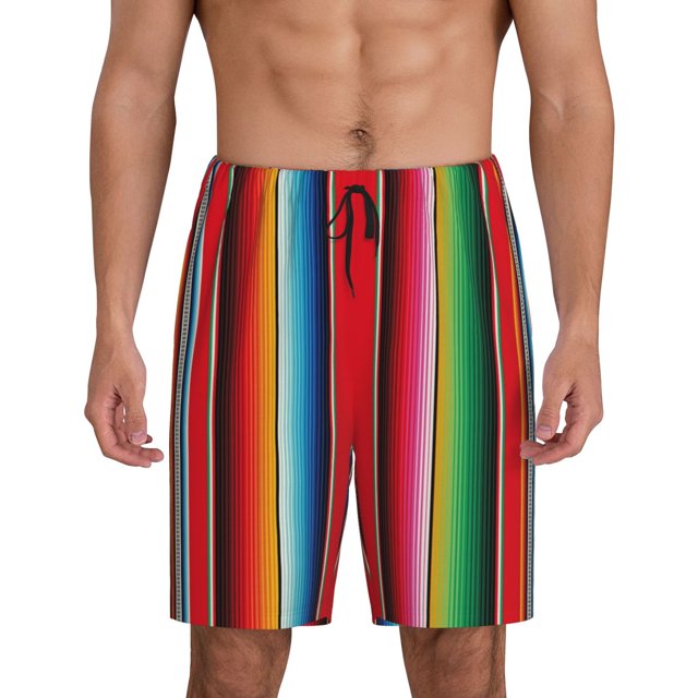 Fotbe Mexican Serape Blanket Stripes Pantalones Cortos de Pijama para Hombre, Ropa de Dormir, Pantalones de Pijama Cortos para Hombre-XX-Large