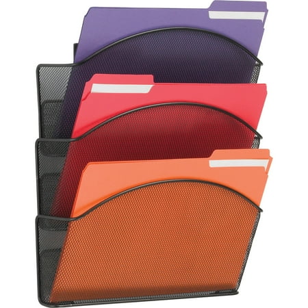 Safco Onyx 3-Pocket Letter Steel Mesh Wall File Pocket  Black