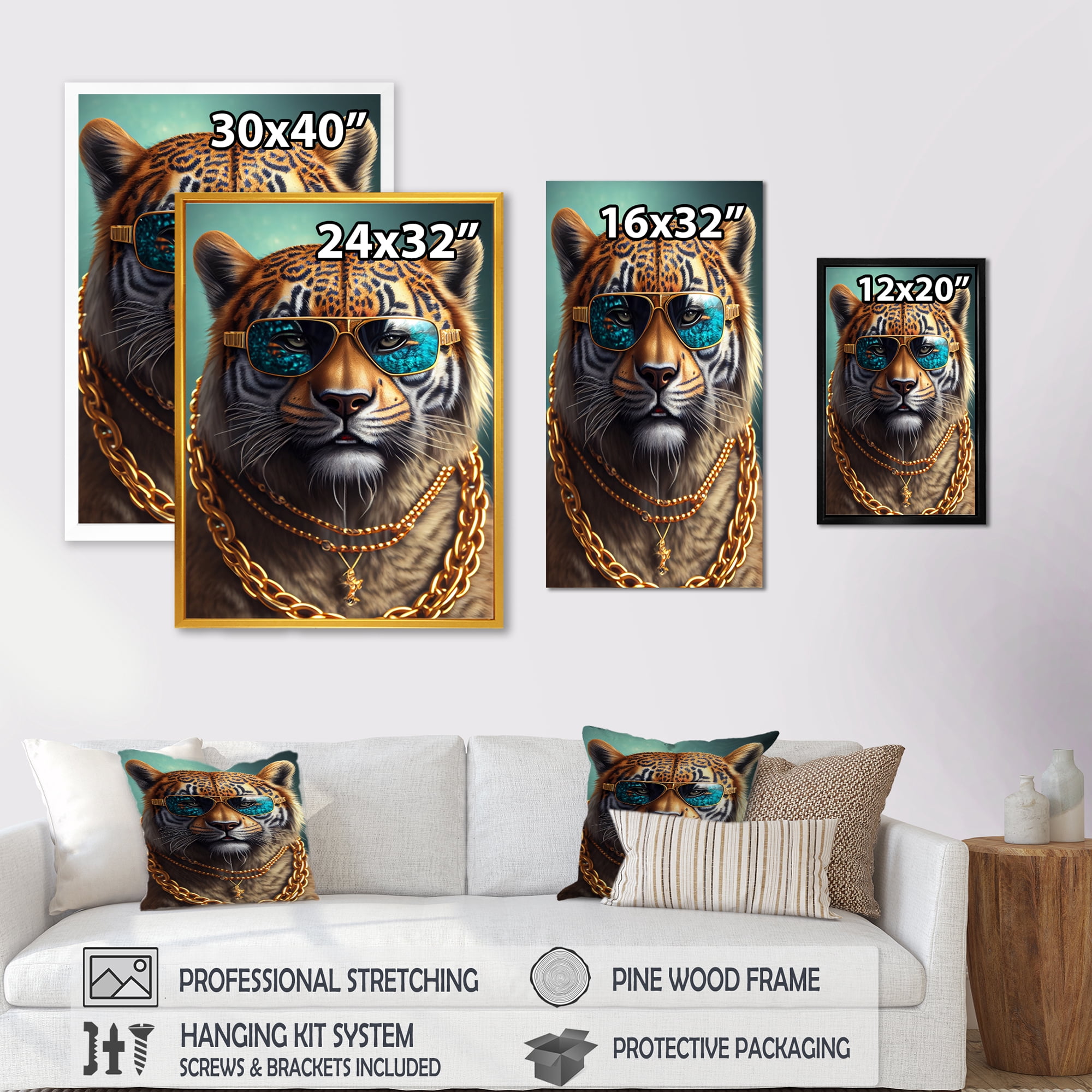 Designart Tiger Gambler I Canvas Wall Art