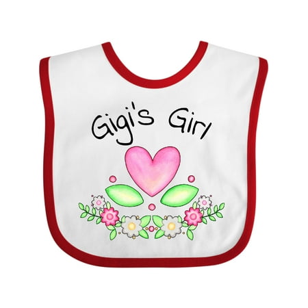 

Inktastic Gigi s Girl- Heart Flowers Gift Baby Girl Bib