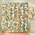 thumbnail image 2 of Orange Shower Curtain, Allover Fruits Round Citru Pattern Design Waterproof Fabric Bathroom Curtains Set with 12 Hooks, Orange Green 72×72 inch, 2 of 5
