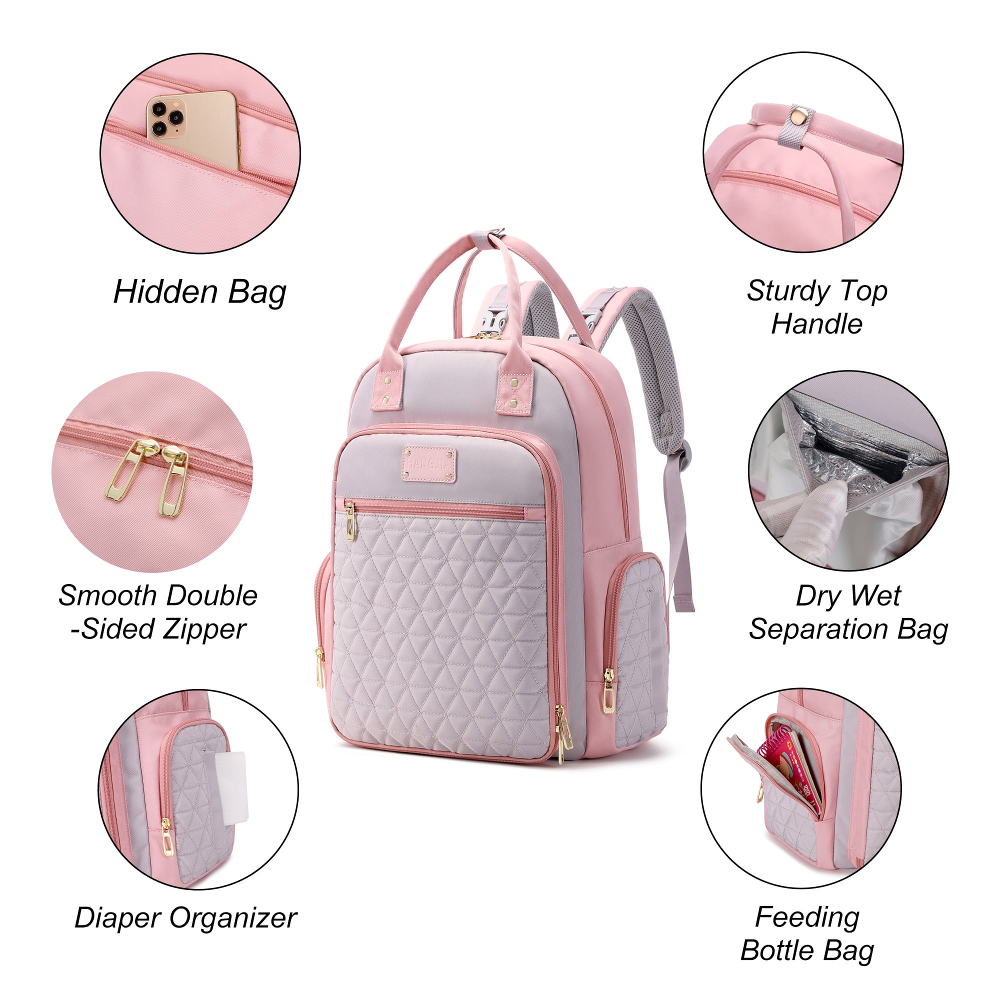 AGUDAN Baby Diaper Backpack Mommy Nappy Bag Multifunction Travel Maternity Bag 12x7x16IN