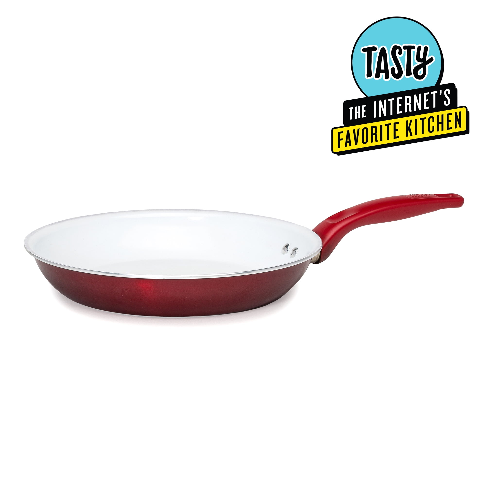 Subsidie bovenstaand Klagen Tasty Ceramic Titanium Reinforced Non-Stick Fry Pan, Red, 12" - Walmart.com