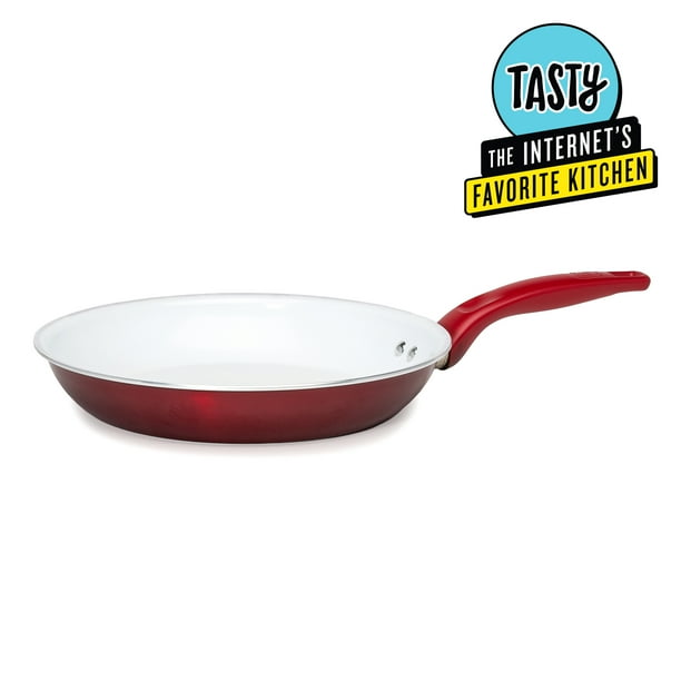 Tasty Ceramic Titanium Reinforced Non Stick Fry Pan Red 12 Walmart Com Walmart Com