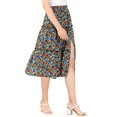 thumbnail image 4 of Faldas de impresión floral Allegra K para mujeres, con cintura elástica, volantes en capas y falda midi negra L, 4 of 7