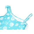thumbnail image 3 of Serdomi Little Girls Blue Coral & Seashell Print One-Piece Swimsuit Asymmetrical Ruffle Bathing Suit Size 8, 3 of 7