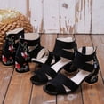 thumbnail image 5 of XIHAHA-Sandalias de tacón grueso para mujer, zapatos de baile con bordado Retro, a la moda, novedad de verano, 5 of 5