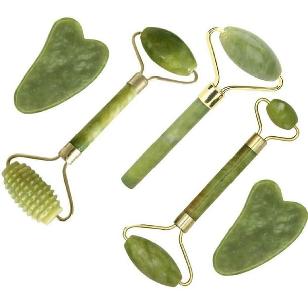 Set de masajeador facial fuvooi Jade Gua Sha con rodillo 5 en 1