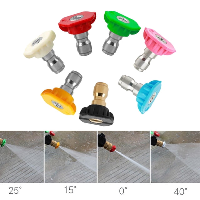 de puntas de boquilla de pulverización universal para lavador con boquilla de varios grados, paquete de 7, rápida de 1/4 pul