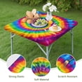 thumbnail image 4 of Rainbow Tie Dye Mandala Pattern Square Fitted Tablecloth with Elastic Edge,Square Table Cover,Washable Elastic Table Cover for Home Kitchen Party Decor 36"x36", 4 of 6
