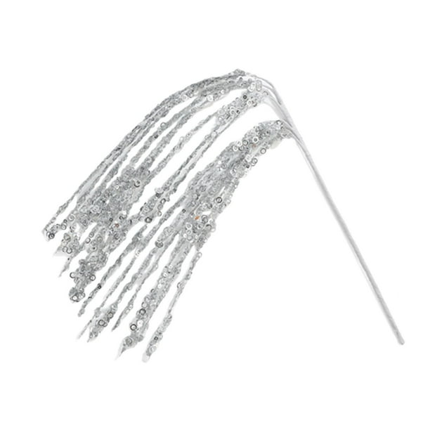 Adorno de púas con purpurina artificial, borlas festivas brillantes, palitos decorativos para Plata