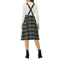 thumbnail image 3 of INSPIRE CHIC Women's Tartan Plaid Suspender Skirt Vintage High Waist A-Line Midi Overall Dress L Black, 3 of 6