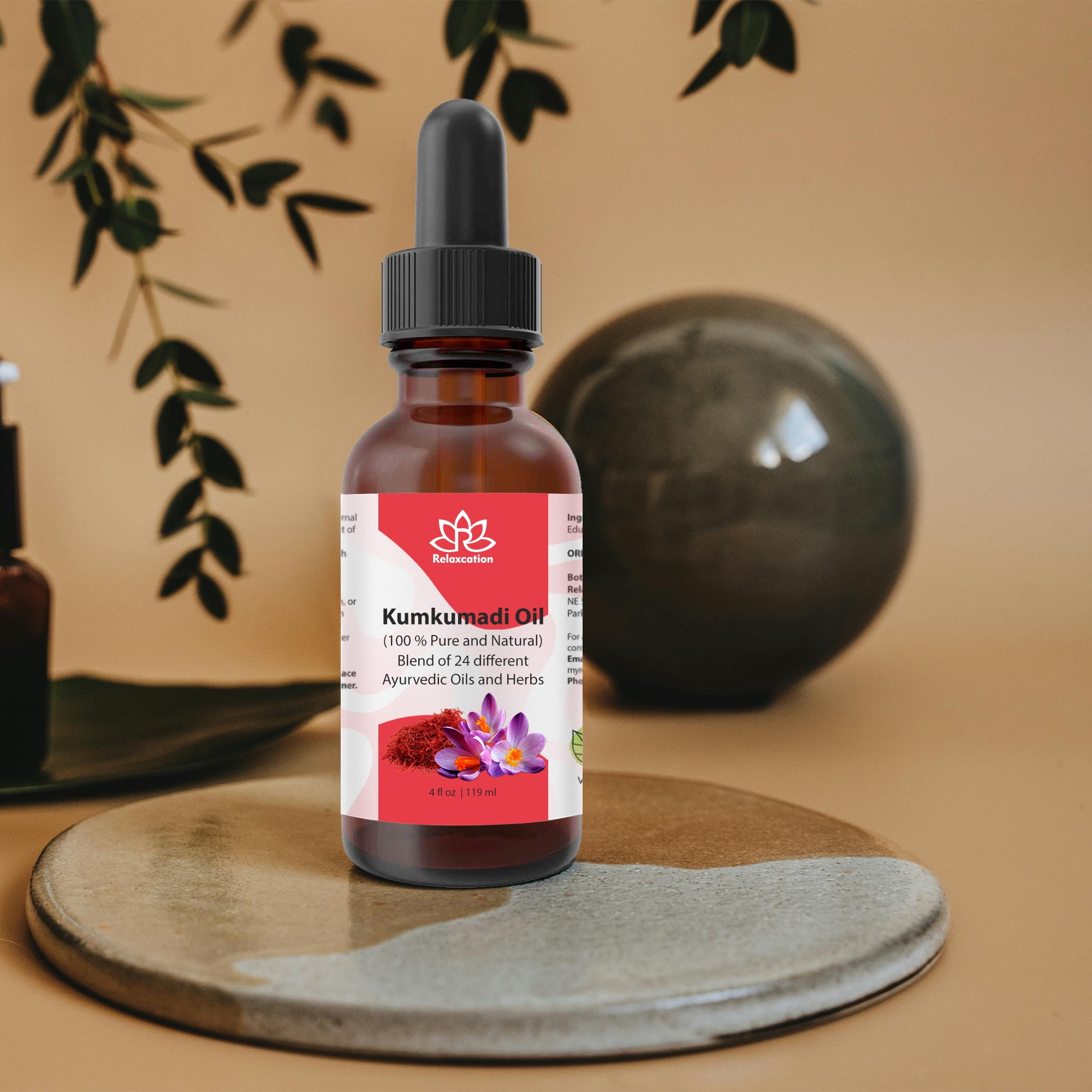Kumkumadi Oil – Traditional Ayurvedic Facial Oil for Radiant-Looking Skin, Botanical Blend with Saffron, 0.5 fl oz by Relaxcation