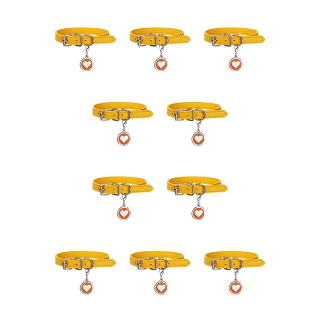 Greeniant Collar para perro, tamaño compacto, placa de identificación personalizada para cachorros, diseño ligero, artesanía exquisita, Amarillo 10Conjunto
