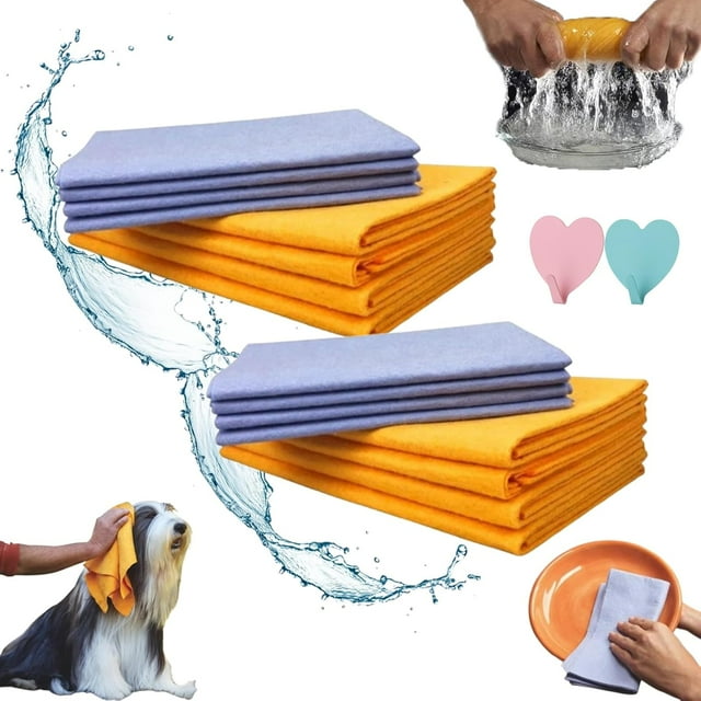 Chiffon de Nettoyage Ultra-Absorbant Miracle, Chiffon de Nettoyage Absorbant Multi-Usage en Non-Tissé, Chiffon de Nettoyage Super Absorbant Réutilisable Lavable Sans Rayures pour Séchage de Voiture (16 Pcs)