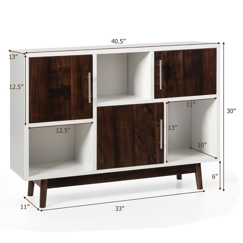 Finihen Sideboard Storage Cabinet, Television Stand, Wood Display Sideboard Storage Cabinet with Storage Compartments, for Living Room, Bedroom, Entryway, White