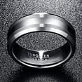 thumbnail image 4 of 8mm Men's Silver Tungsten Carbide Ring Burshed Wedding Band with Beveled Edges Size 6-13, 4 of 6
