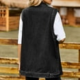thumbnail image 7 of Usmixi 2023 Winter Womens Denim Vest Denim Jacket for Women Trendy Button Down Lapel Sleeveless Boyfriend Jean Jacket Coat Loose Casual Solid Vest Outerwear with Pocket Up to 65% off, 7 of 7