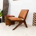 thumbnail image 5 of Allora Mid Century Modern Furniture Style Wide Top Leather Tan Comfy Armchair, 5 of 6