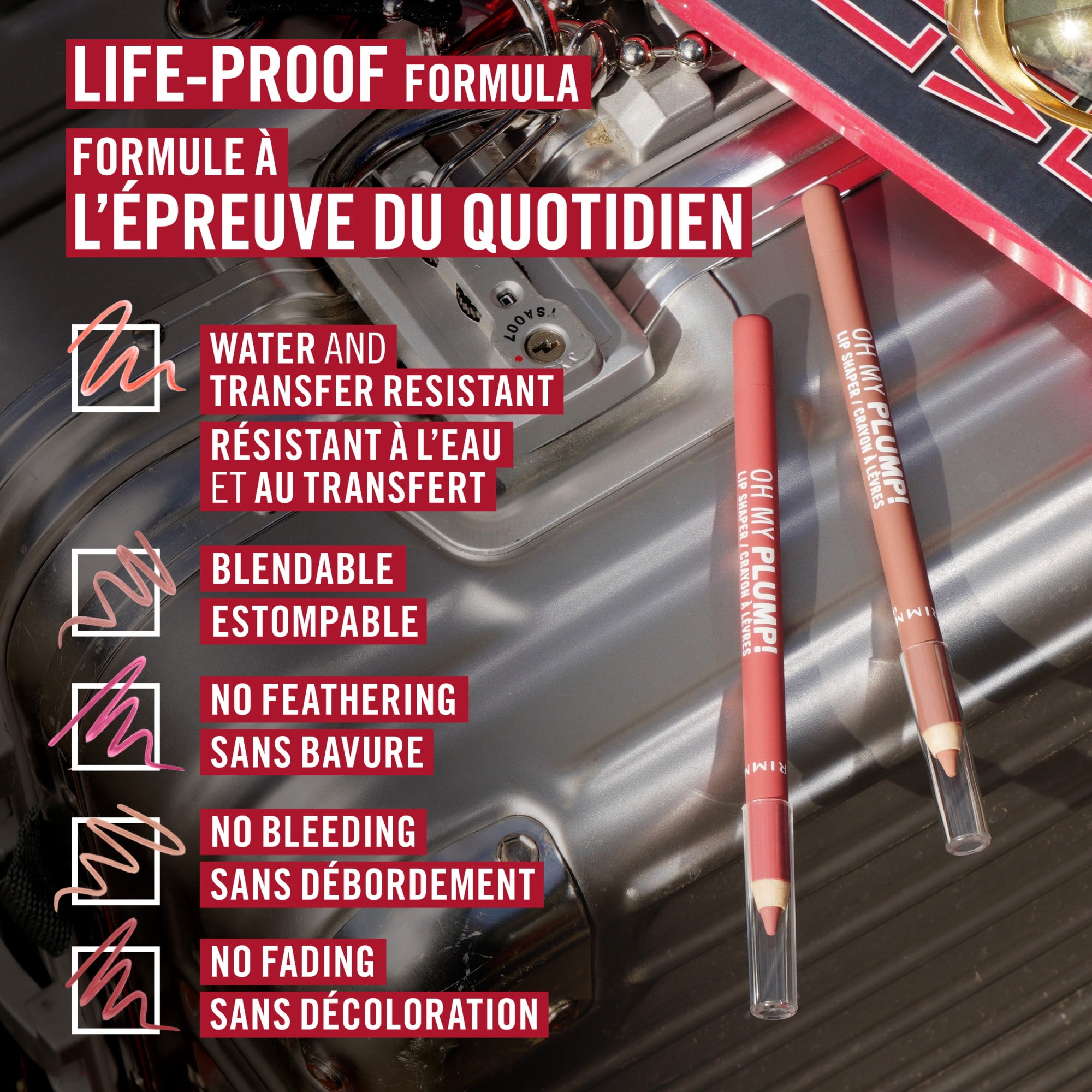 Rimmel Oh My Plump ! Lip Shaper, 050 Café Latte, crayon à lèvres enrichi en peptides, ultra-crémeux, résistant aux transferts