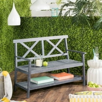 Safavieh Mayer Indoor/Outdoor 2 Seat Bench with Lower Tier