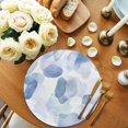 thumbnail image 2 of Blue Round Placemats Set of 6 for Dinning Tables, Heat-proof Braided Table Mats 15 Inch, Watercolor Abstract Geometric Art Washable Place Mat for Kitchen Restaurant Party Decor Supplies Table Setting, 2 of 9