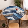 thumbnail image 5 of Ocean Waves Elastic Fitted Round Table Cover Abstract Art Waterproof Outdoor Tablecloth for Holiday Party, Picnic, Patio & Dining Fits Tables Up to 55"-60", 5 of 8