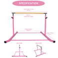 thumbnail image 5 of Iron Bar Gymnastics Bar Height Adjustable Kip Bar 3 FT - 5 FT Ages 3-14 Beginner and Advanced Kids Gymnastic Training Equipment (Pink), 5 of 8