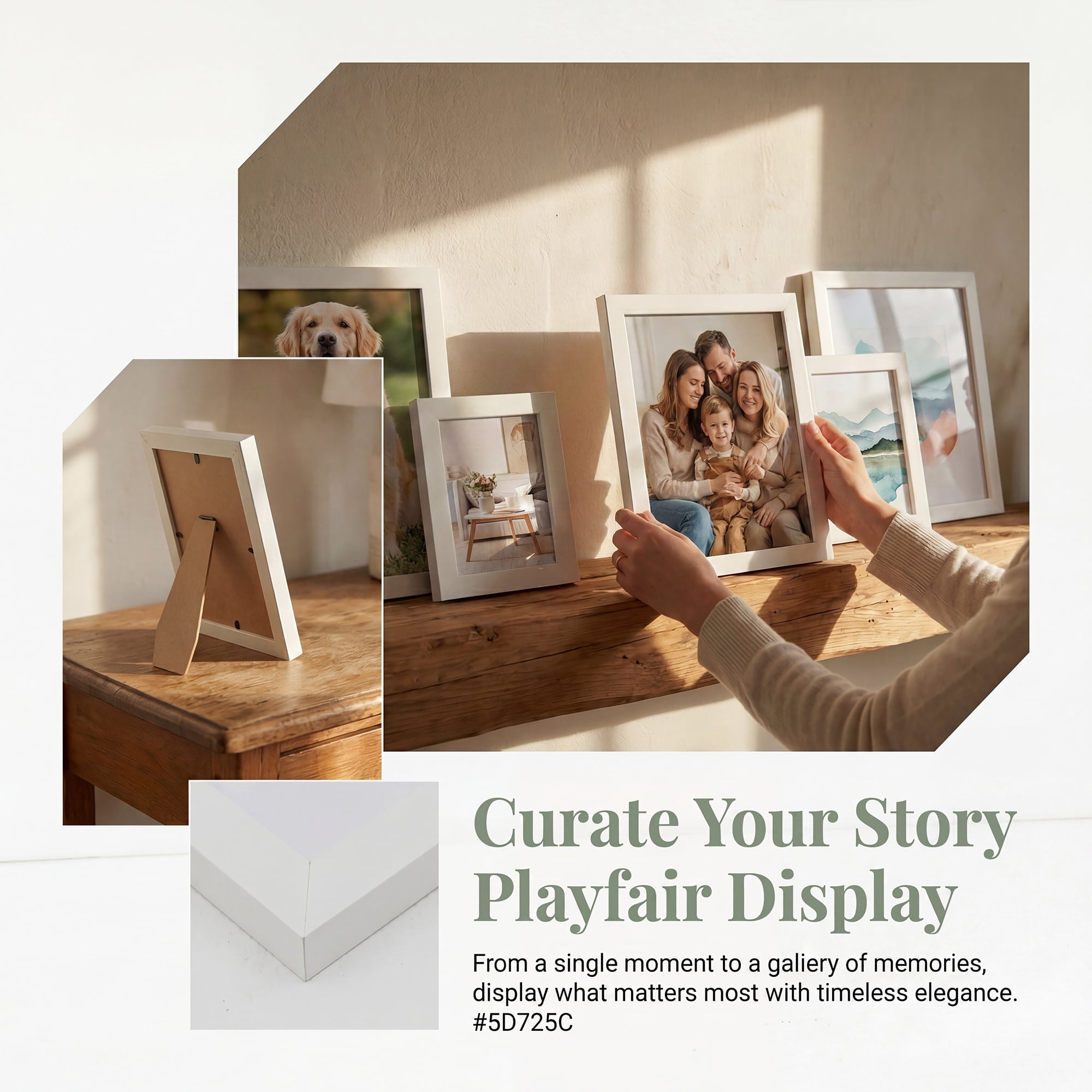 Unique Bargains Classic Wood Wall Mounting Picture Frame White 5" x 7"