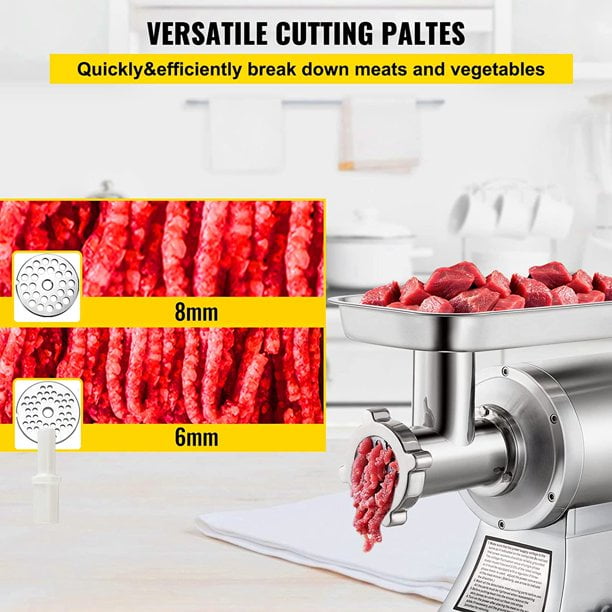 VEVOR Commercial Meat Grinder 550LB/h 1100W Electric Sausage Stuffer 220 RPM Industrial Meat Mincer w/2 Blades - Silver