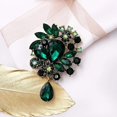 thumbnail image 2 of Vintage boda nupcial azul grande cristal Rhinestone lágrima broche Pin para mujer verde 54*75mm, 2 of 5