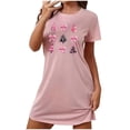 thumbnail image 4 of Sakmal Chemises de Nuit de Noël pour Femmes Ultra Douces Rose Grande Taille Robe Moomoo Confortable Imprimé d'Arbres de Noël Col Rond Manches Courtes Courtes Chemises de Nuit P-2TG, 4 of 4
