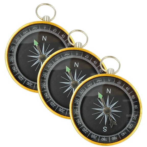 DEEPCRAFF 3Pcs Portable Pocket Compass Keychain for Camping and Outdoor Activities with Aluminum Alloy