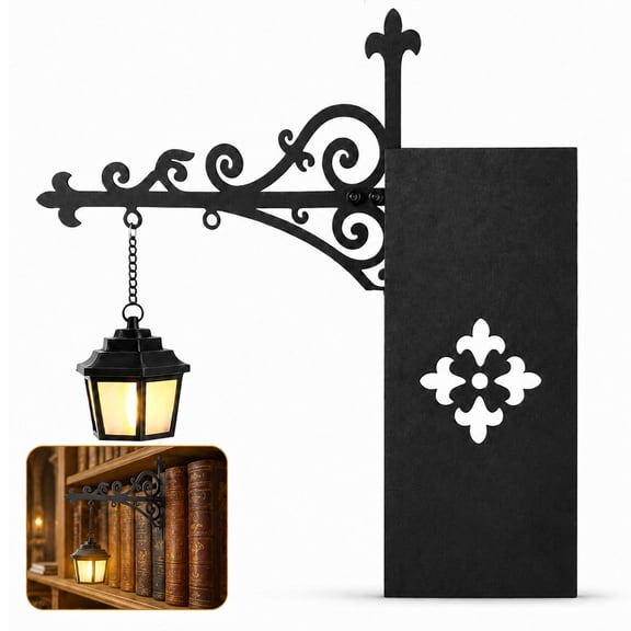 EHXS Battery Operated Accent Light, Vintage Bookshelf Lantern with Warm Glow for Reading Nook, Bookcase and Home Office, Cordless Iron Decor