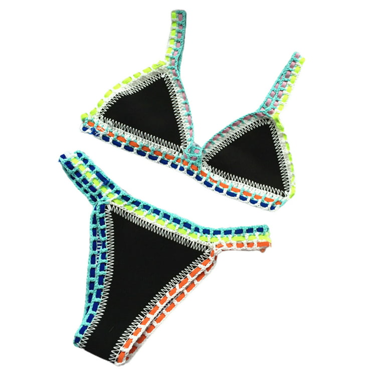 Travelwant Women's Crochet Triangle Sexy Bikini Top and Bottom Sports  Swimsuit 