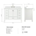 thumbnail image 4 of ARIEL Cambridge 48" White Bathroom Vanity, 1.5" Edge Carrara White Quartz Countertop & Splash, Rectangular Sink, 2 Soft Closing Doors, 9 Full Extension Dovetail Drawers, Brushed Nickel, 4 of 8